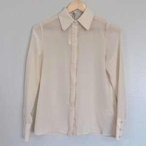 Alice + Olivia by Stacey Bendet Silk Blouse Champagne Size XS 100% Silk